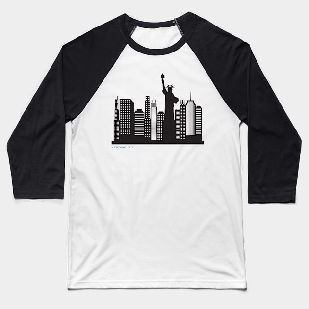 New York Skyline Baseball T-Shirt by jeune98
